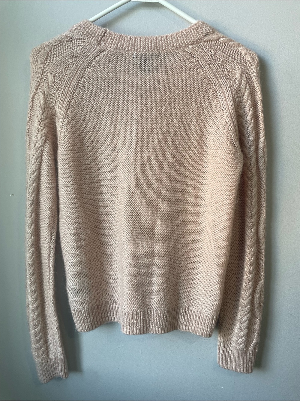 H&M Pale Pink Mohair Blend Cable Knit Sweater - Size S - Picture 6 of 10